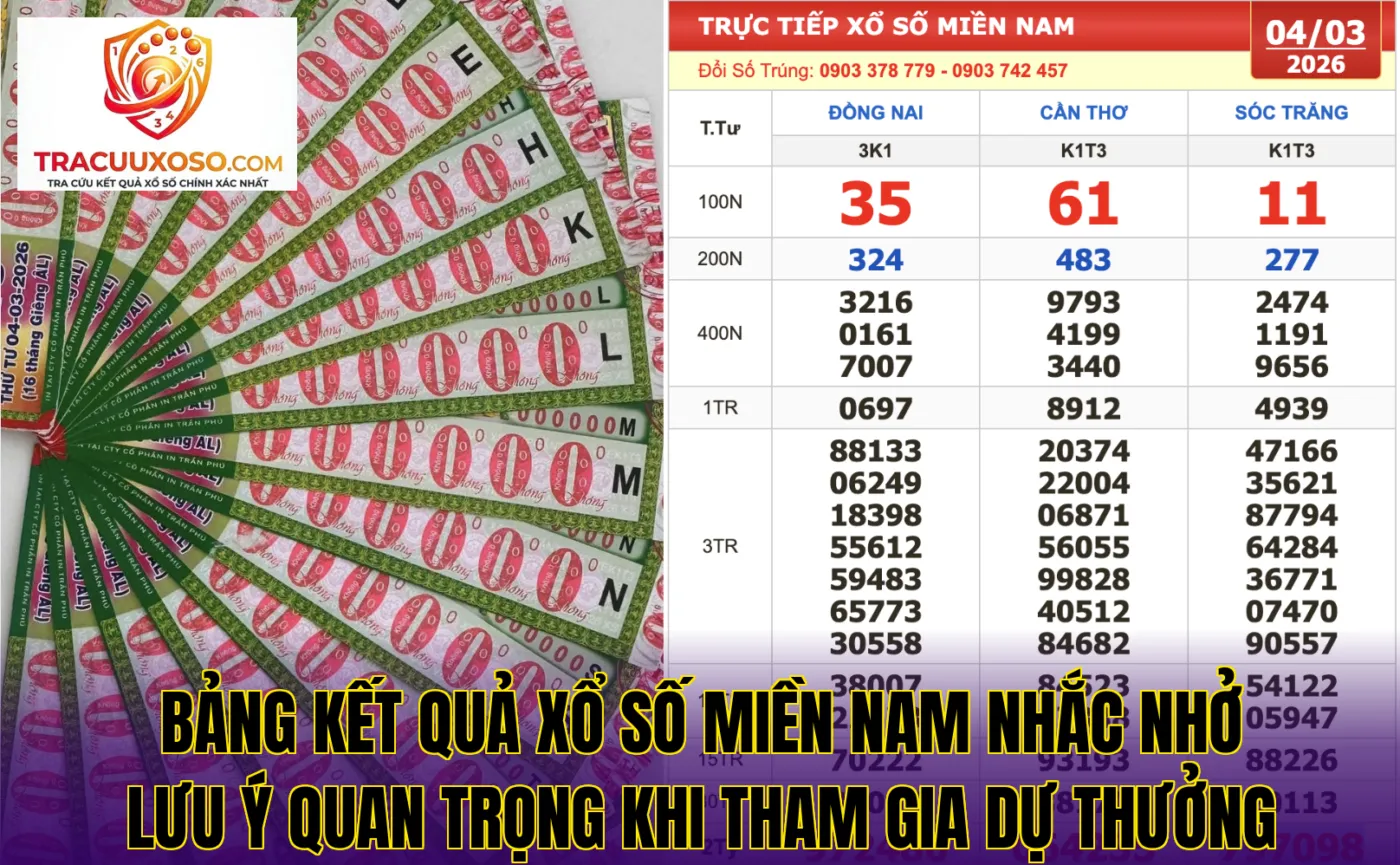 Bảng kết quả xổ số miền Nam nhắc nhở lưu ý quan trọng khi tham gia dự thưởng