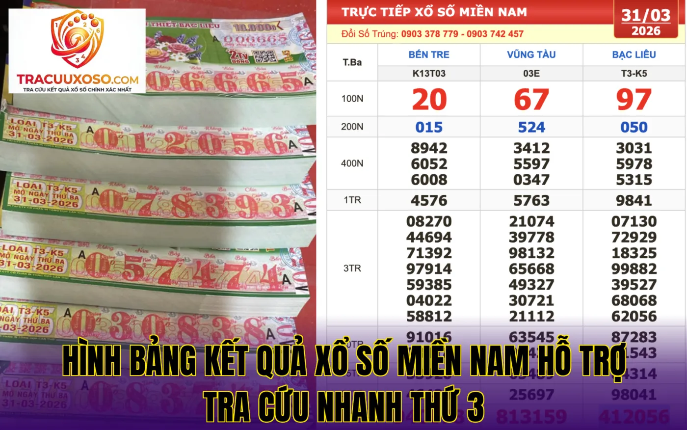 Hình bảng kết quả xổ số miền Nam hỗ trợ tra cứu nhanh thứ 3