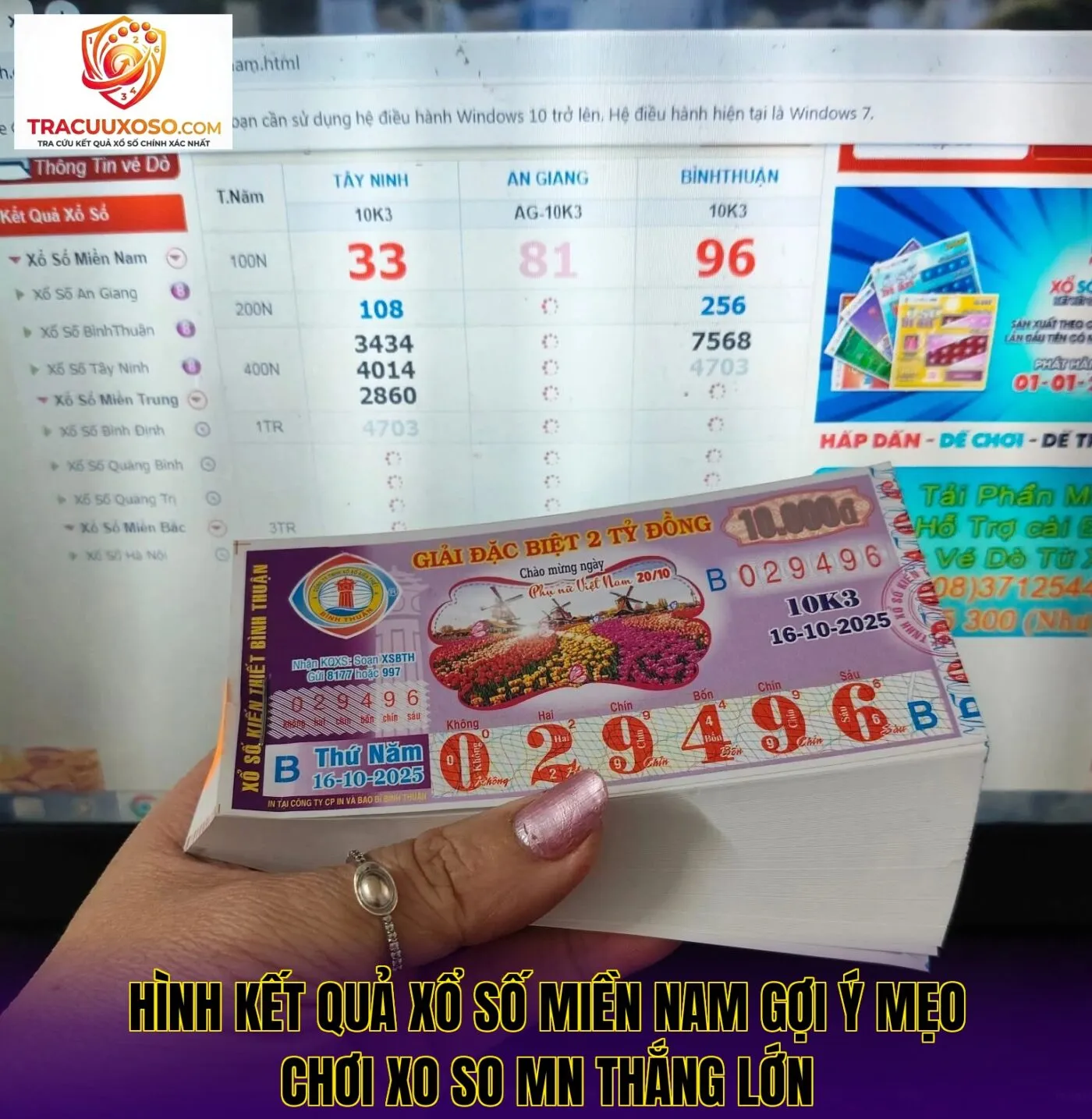Hình kết quả xổ số miền Nam gợi ý mẹo chơi xo so mn thắng lớn