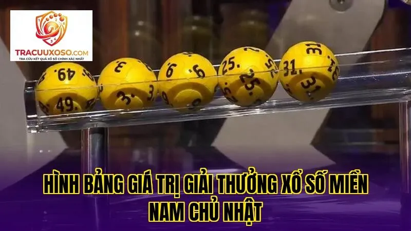 Hình bảng giá trị giải thưởng xổ số miền Nam chủ nhật