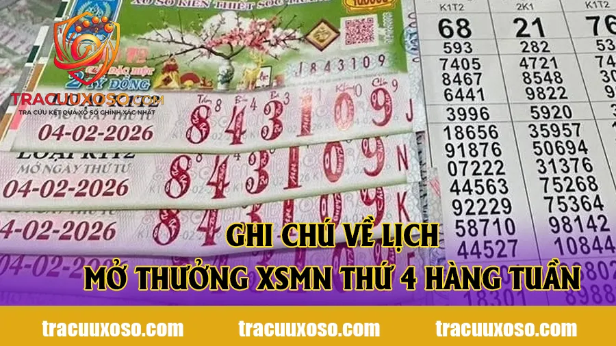 Ghi chú về lịch mở thưởng XSMN Thứ 4 hàng tuần